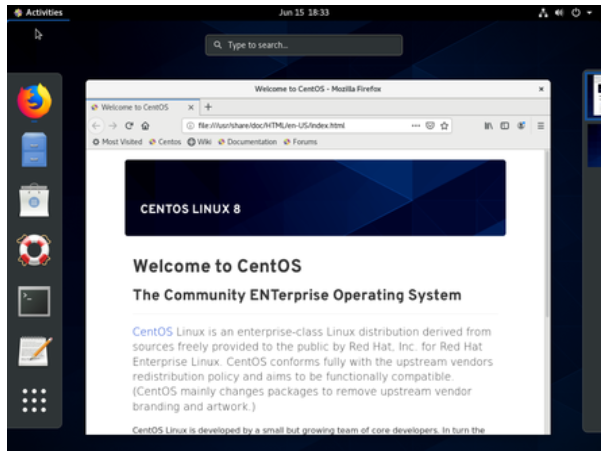screenshot of CentOS Linux
